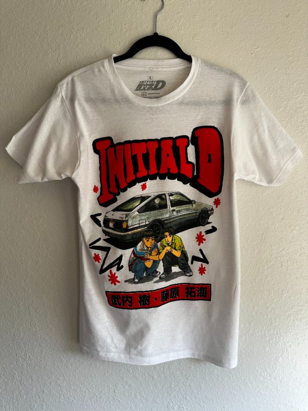 Initial D Crouching Puff Print Graphic Tee – White